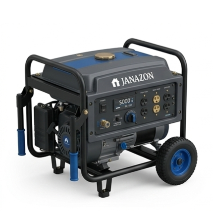 Janazon 5000W Tri-Fuel Portable Generator with Electric Start, CO Shield & Digital Display — Runs on Gas, Propane or Natural Gas