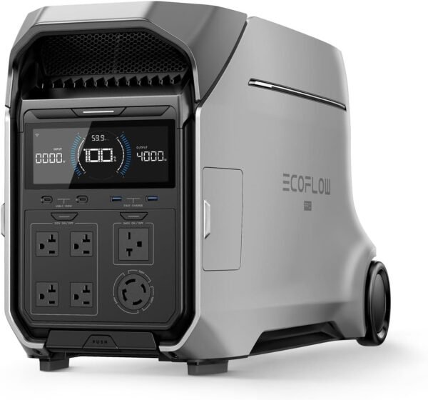 EcoFlow DELTA Pro 3 Portable Power Station with 4000W Output, 120/240V Split-Phase, LFP Battery, and X-Stream Fast Charging