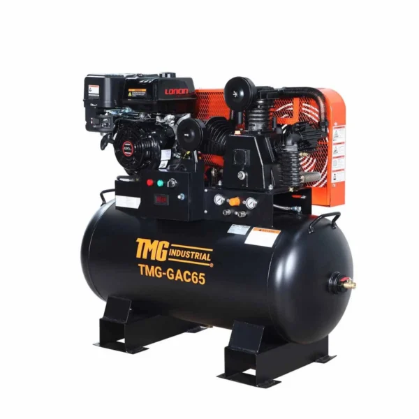 60 Gallon Skid Mount Gas Air Compressor, 2-Stage Belt Drive, 14 HP Engine, Horizontal Tank TMG-GAC65